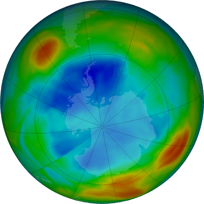 Antarctic ozone map for 08 August 2017